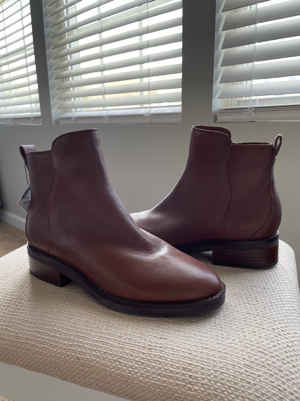 Cole Haan Brown Leather Waterproof Chelsea Ankle Boots